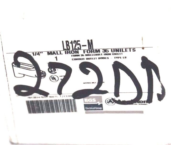 NIB APPLETON LB125-M 1-1/4INCH MALL IRON FORM 35 UNILETS TYPE LB CONDUIT LB125M