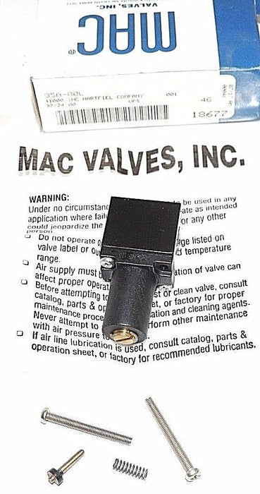 NIB MAC 35A-00L VALVE SLOTTED STEM 35A00L