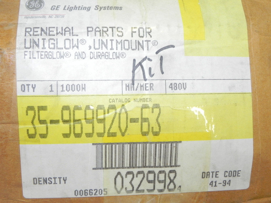 NIB GE LIGHTING 35-969920-63 RENEWAL PARTS KIT UNIGLOW, UNIMOUNT BALLAST