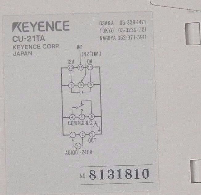 NIB KEYENCE CU-21TA SENSOR CONTROL UNIT CU21TA NO. 8131810