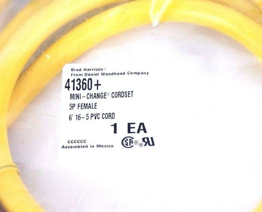 NIB BRAD HARRISON 41360 MINI-CHANGE CORDSET 5P FEMALE 6' 16-5 PVC CORD