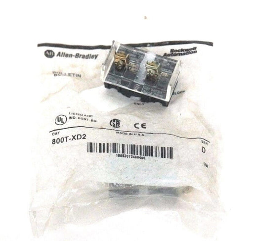 LOT OF 2 NEW ALLEN BRADLEY 800T-XD2 CONTACT BLOCKS SER D 800TXD2
