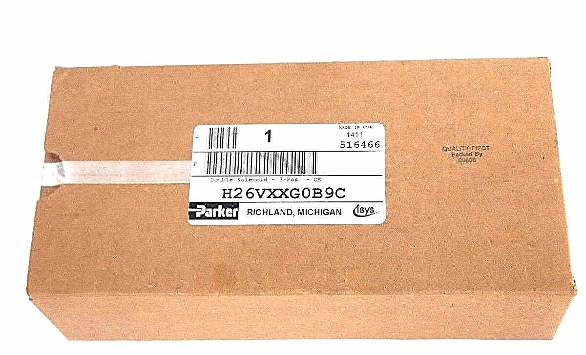 FACTORY SEALED  PARKER H26VXXG0B9C DOUBLE SOLENOID VALVE 145PSIG, 24VDC, 3.2W
