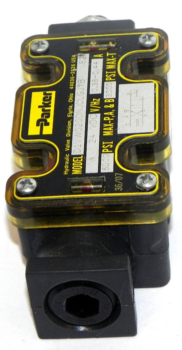 NEW PARKER D1VW020DNJCLGJ7B VALVE 24VDC, 0.38-0.44A, 5000PSI MAX-P,A,&B