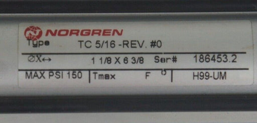 NEW NORGREN TC-5/16-REV#0 CYLINDER 1-1/8 X 6-3/8 H99-EM TC516REV0