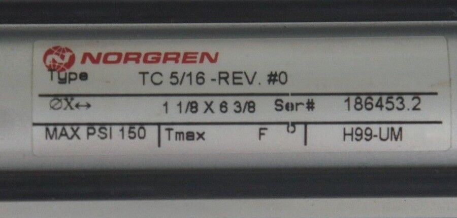 NEW NORGREN TC-5/16-REV#0 CYLINDER 1-1/8 X 6-3/8 H99-EM TC516REV0
