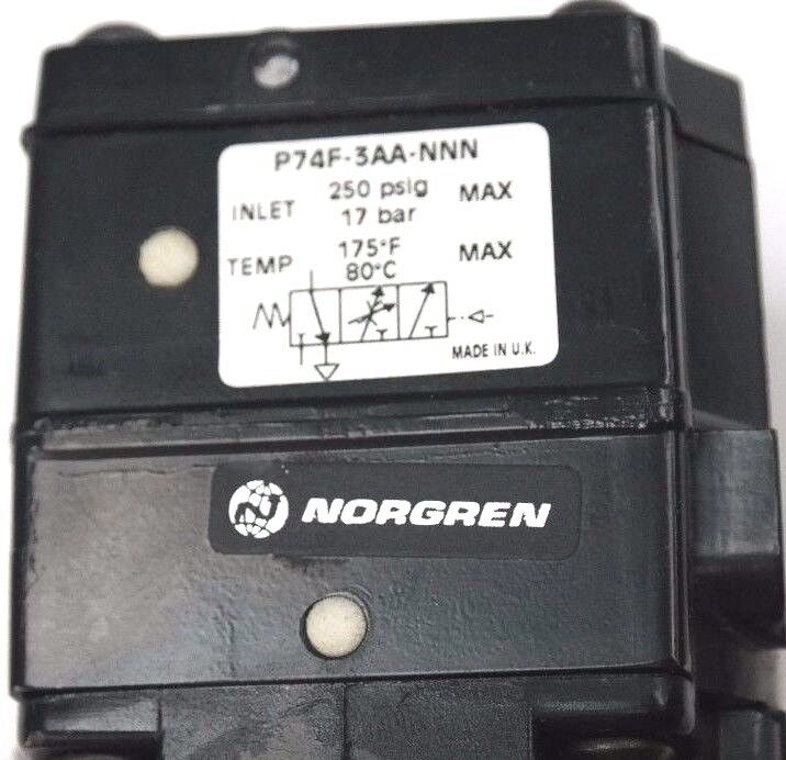 NIB NORGREN P74F-3AA-NNN VALVE AIR PILOT SOFT START 250PSIG, 17BAR, 175F, 80C