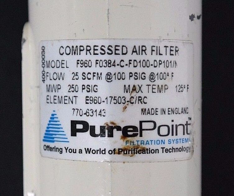 NEW PUREPOINT MODEL: F960 F0384-C-FD100-DP101 FILTER ELEMENT: E960-17503-C/RC