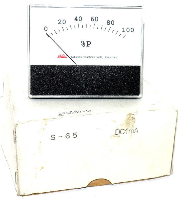 NIB ELDEC S-65 METER 0-100 %P DC1mA, S65