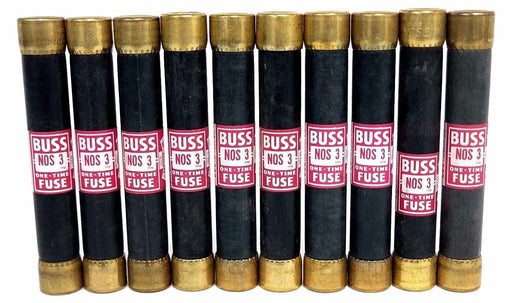 NEW BUSSMANN BUSS NOS3 ONE TIME FUSE 600VOLTS NOS-3 - LOT OF 10