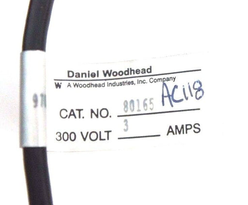 NEW DANIEL WOODHEAD 80165 300VOLT, 3AMPS CORDSET 970330A 80165AC118