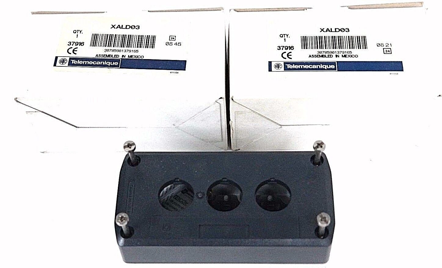 LOT OF 2 NIB TELEMECANIQUE XALD03 PUSHBUTTON ENCLOSURES 600VAC, 10AMP