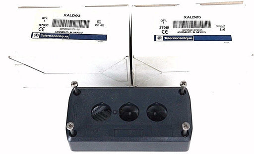 LOT OF 2 NIB TELEMECANIQUE XALD03 PUSHBUTTON ENCLOSURES 600VAC, 10AMP