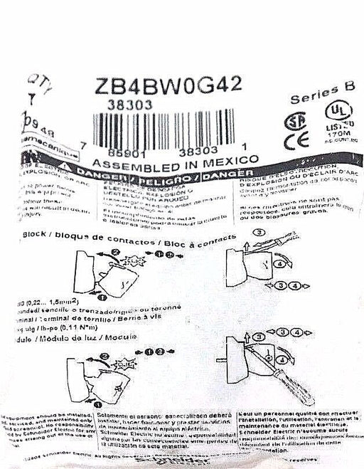NEW TELEMECANIQUE ZB4BW0G42 PROTECTED LED SERIES B