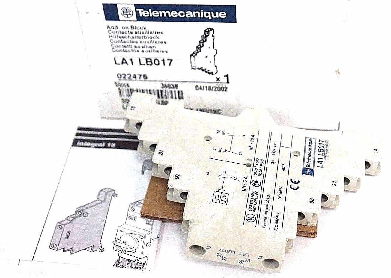 LOT OF 5 NIB TELEMECANIQUE LA1-LB017 ADD. ON BLOCKS LA1LB017