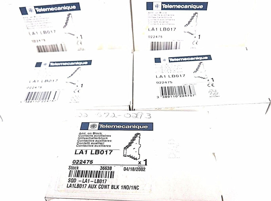 LOT OF 5 NIB TELEMECANIQUE LA1-LB017 ADD. ON BLOCKS LA1LB017