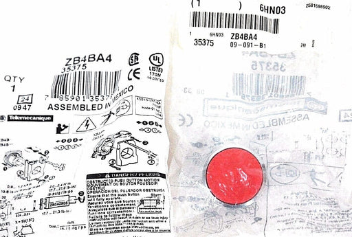 NIB TELEMECANIQUE ZB4BA4 PUSHBUTTON 22MM MOMENTARY FLUSH RED 35375 - LOT OF 7