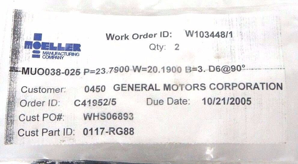 BAG OF 2 NEW MOELLER 0177-RG88 PUNCHES MUO038-025 P=23.7900 W=20.1900 B=3