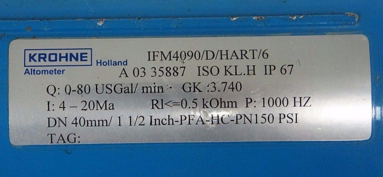KROHNE IFC 090 FLOW METER MAGNETIC IFC090 KROHNE ALTOMETER IFM4090/D/HART/6