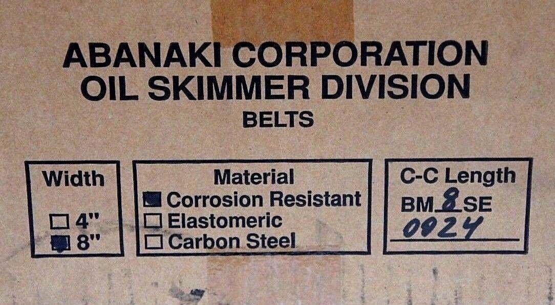 NIB ABANAKI 8'' WIDTH CORROSION RESISTANT BELT C-C LENGTH BM8SE0024 BM8SE