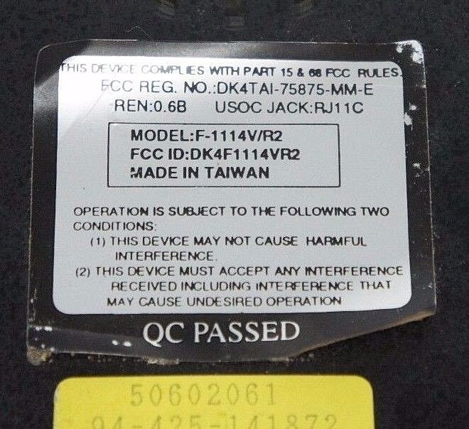 GVC TECHNOLOGIES F-1114V/R2 FAX MODEM 14400 V.42BIS/MNP5