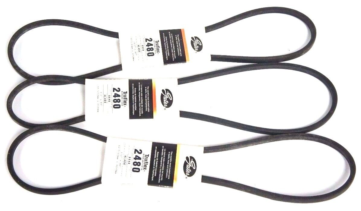 LOT OF 3 GATES 4L480 TRUFLEX V BELTS 2480 1/2" X 48"