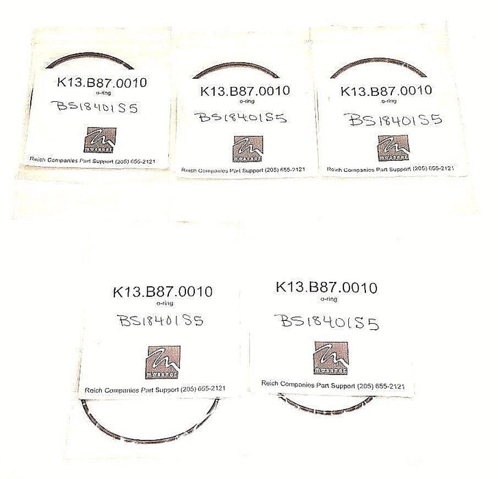 LOT OF 5 NEW K13.B87.0010 O-RINGS K13B870010, BS18401S5
