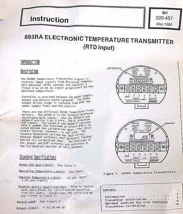 NIB FOXBORO 893RA-QFBN000 TEMPERATURE SENSOR ORIGIN: 5S9034 MODEL: 893RA