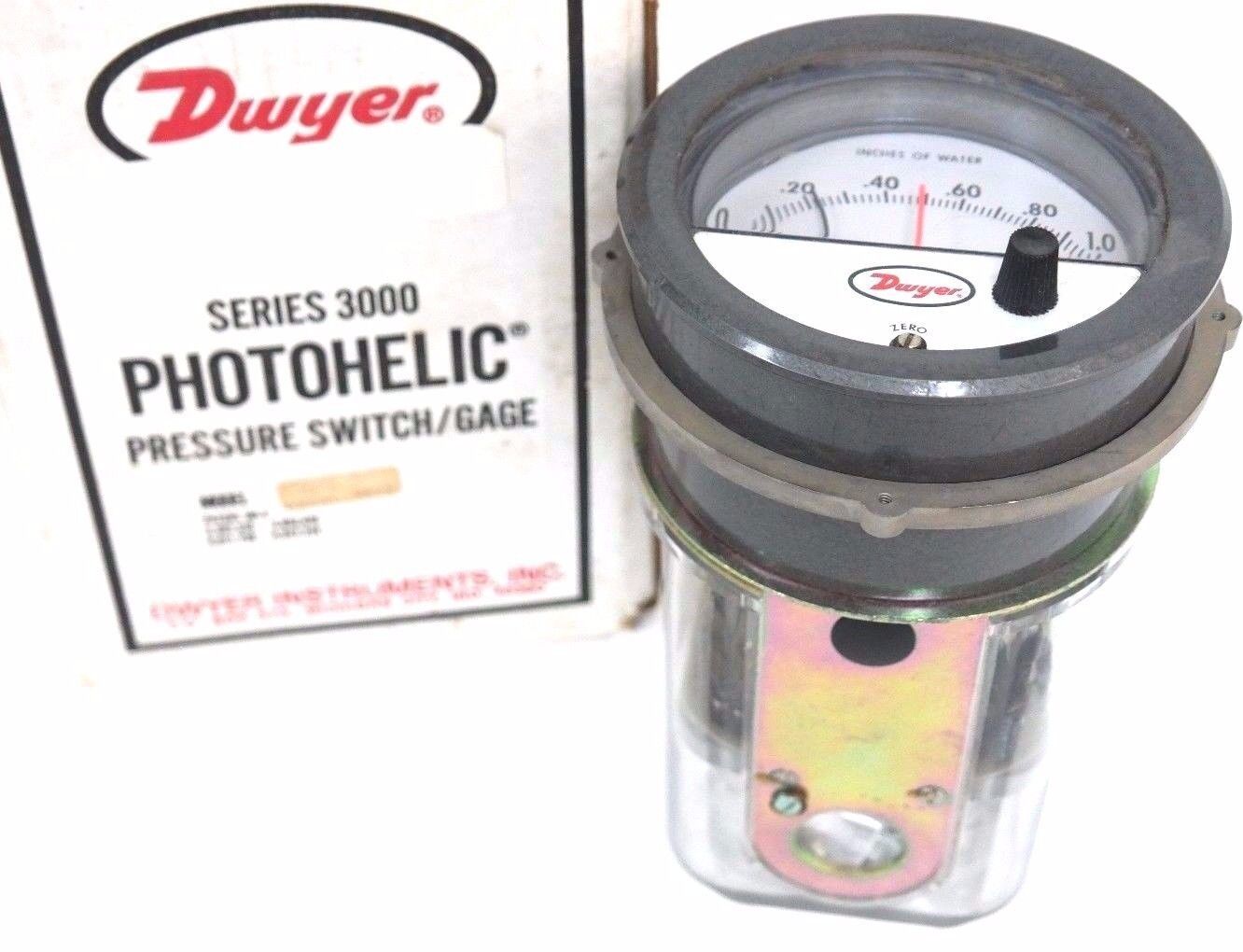 NIB DWYER 3001C SERIES 3000 PHOTOHELIC PRESSURE SWITCH/GAGE 0-1.0