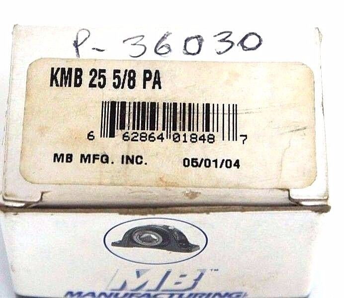 NIB MB MANUFACTURING KMB 25 5/8 PA MOUNTED BALL BEARINGS KMB-25-5/8-PA
