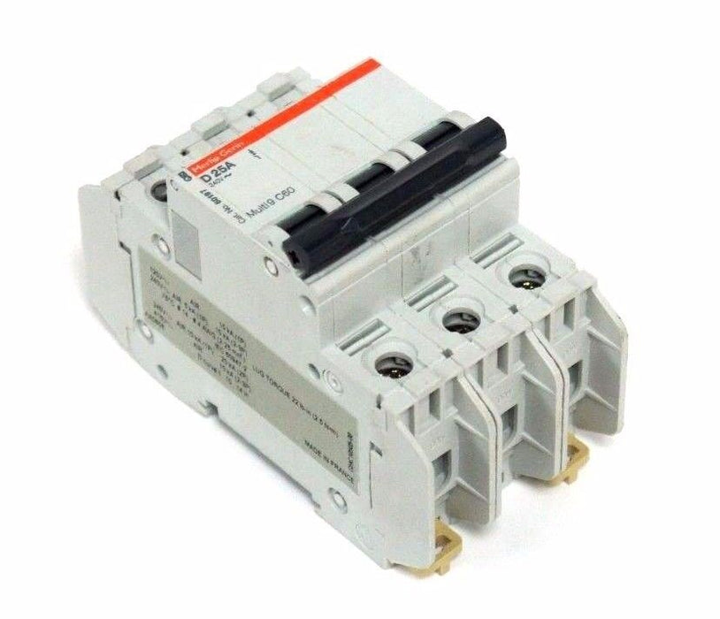 LOT OF 2 MERLIN GERIN 60197 MULTI 9 C60 D 25A CIRCUIT BREAKERS D25A
