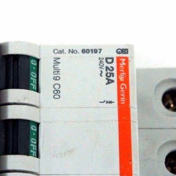 LOT OF 2 MERLIN GERIN 60197 MULTI 9 C60 D 25A CIRCUIT BREAKERS D25A