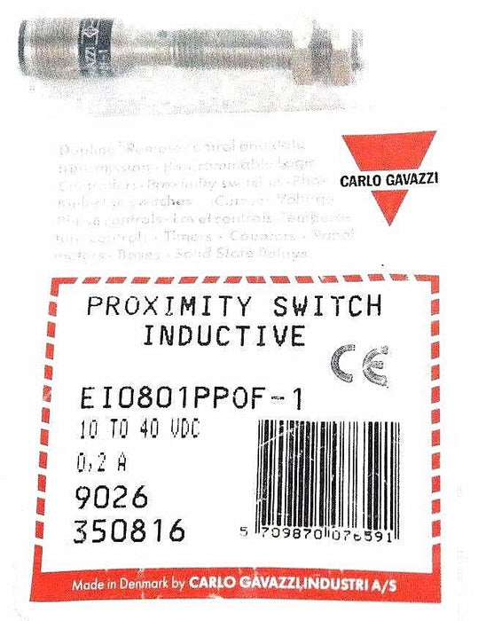 NIB CARLO GAVAZZI EI0801PP0F-1 PROXIMITY SWITCH INDUCTIVE EI0801PPOF-1