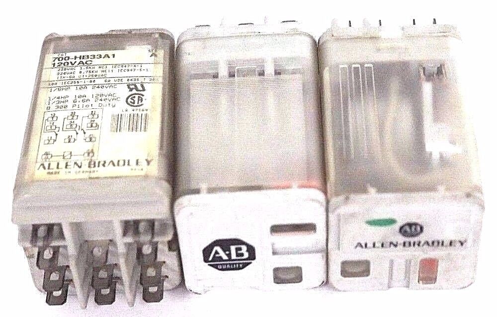 LOT OF 3 ALLEN BRADLEY 700-HB33A1 RELAYS 700HB33A1 SER. A, 120 VAC