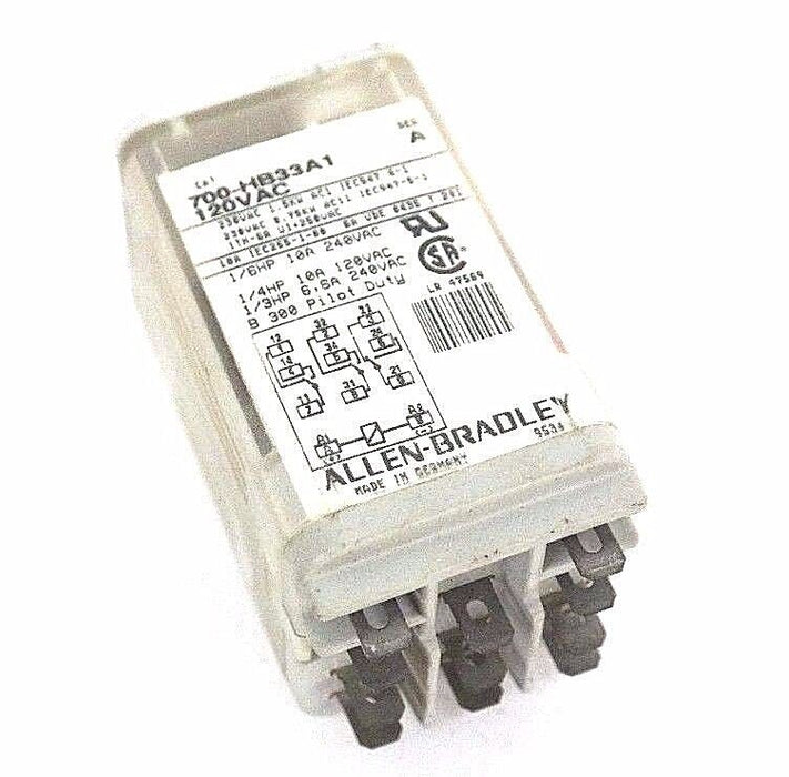 LOT OF 3 ALLEN BRADLEY 700-HB33A1 RELAYS 700HB33A1 SER. A, 120 VAC