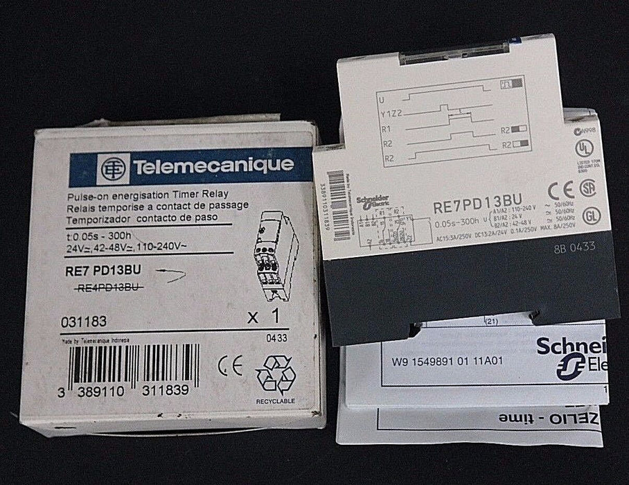 NIB TELEMECANIQUE RE7 PD13BU PULSE-ON ENERGISTION TIMER RELAY 031183 RE7PD13BU