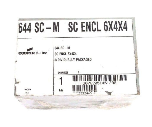 NEW COOPER B-LINE 644 SC-M SCREW COVER JUNCTION BOX 6X4X4, 644SCM