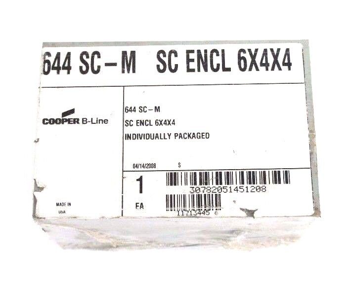 NEW COOPER B-LINE 644 SC-M SCREW COVER JUNCTION BOX 6X4X4, 644SCM