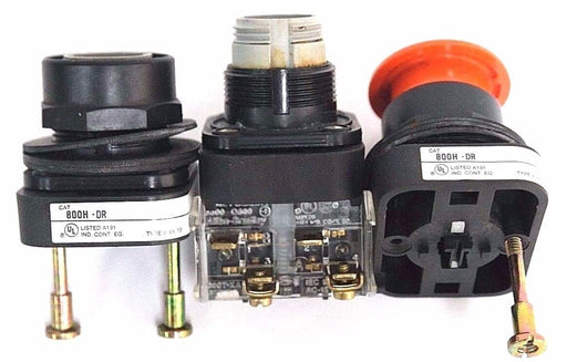 LOT OF 3 ALLEN BRADLEY 800H-DR PUSHBUTTONS H00HDR SER. F, 800HDR