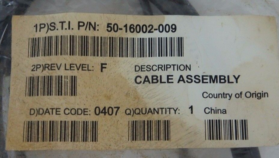 NIB MOTOROLA S.T.I 50-16002-009 CABLE ASSEMBLY REV. F 5016002009