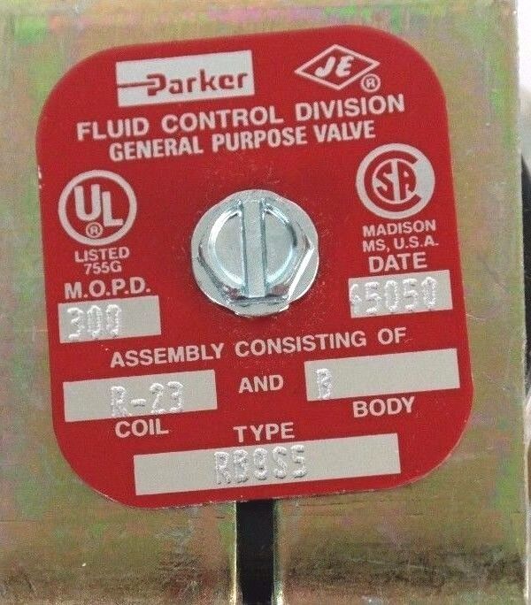 NIB PARKER RB9S5 GENERAL PURPOSE VALVE COIL: R-23, M.O.P.D. 300, 15/32 ORIFICE