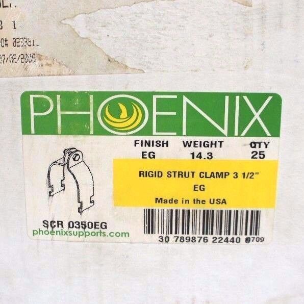 BOX OF 25 NEW PHOENIX 3-1/2" RIGID STRUT CLAMPS SCR 0350EG