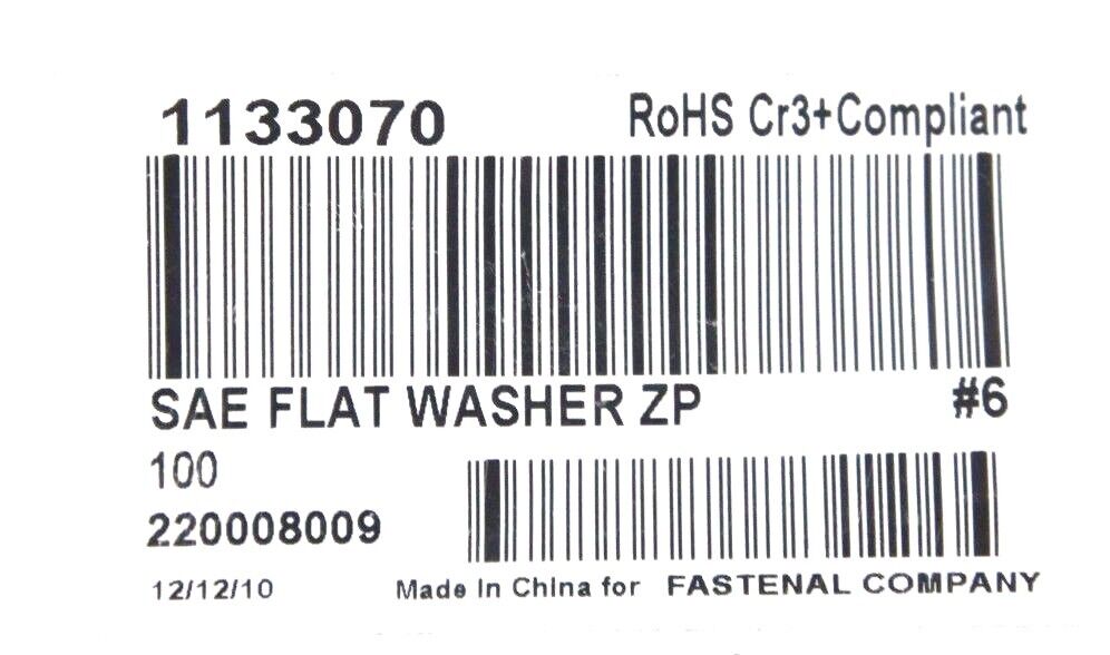 BAG OF 66 NEW FASTENAL SAE FLAT WASHERS ZP #6, 1133070