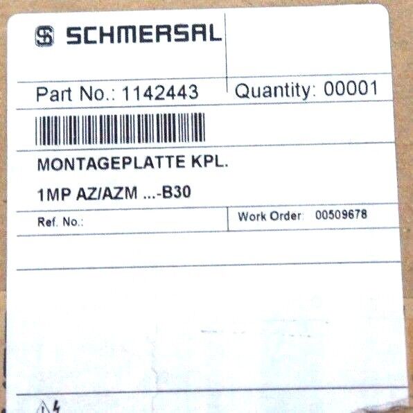 NIB SCHMERSAL 1142443 MOUNTING PLATE 1MP AZ/AZM...-B30 MONTAGEPLATTE KPL.