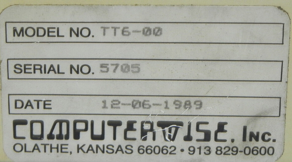 COMPUTERWISE TT6-00 TERMINAL TRANSTERM 6 SERIAL NO. 5705 (REPAIRED) TT600