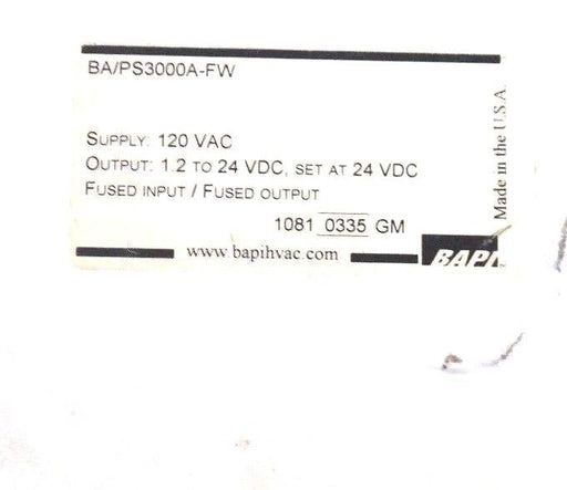 NIB BAPI BA/PS3000A-FW POWER SUPPLY BACKPLATE 120VAC, 1.2 TO 24VDC