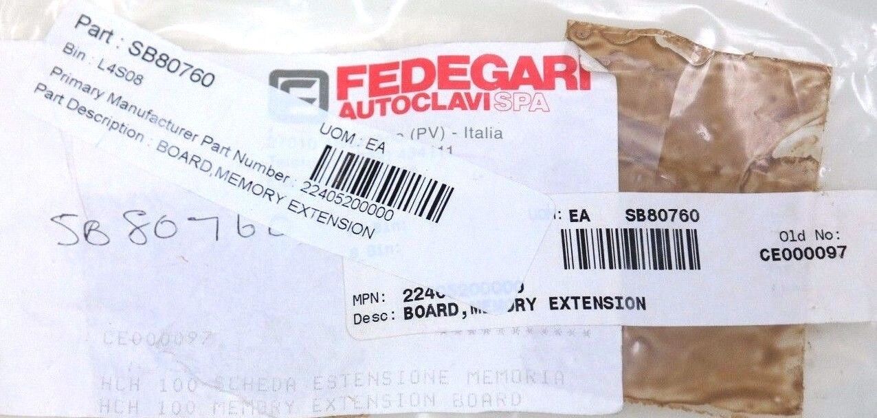 NEW FEDEGARI BIOTECO HCH 100 MEMORY EXTENSION BOARD 22405200000 HCH 100B