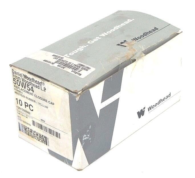 BOX OF 10 NEW DANIEL WOODHEAD 50W54 REPLACEMENT CLOSURE CAPS FORM 4, YELLOW