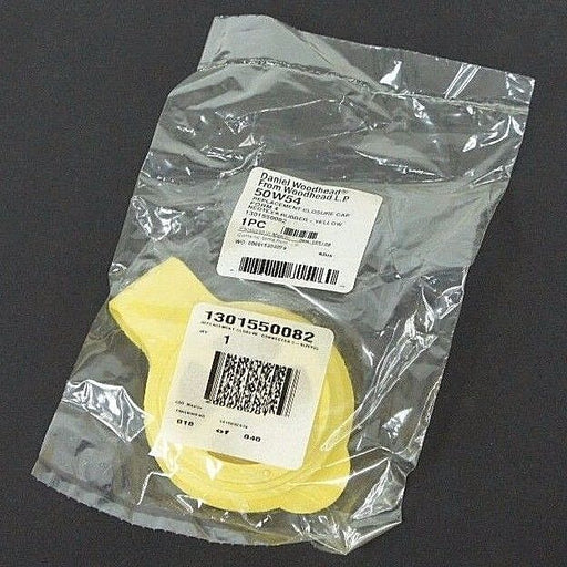 BOX OF 10 NEW DANIEL WOODHEAD 50W54 REPLACEMENT CLOSURE CAPS FORM 4, YELLOW