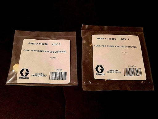 LOT OF 2 NEW GRACO 118250 FUSES, YELLOW, 230V, 10 AMP, 050406, 118250